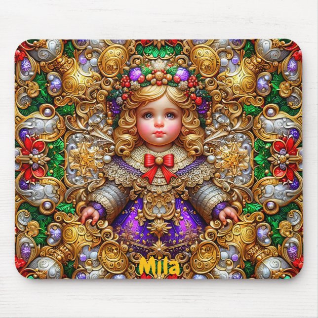 MILA ~ Vintage jul doll ~ Mousepad Musmatta (Framsidan)