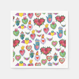 Milagros Flaming Hearts Watercolor Valentines Kärl Pappersservett