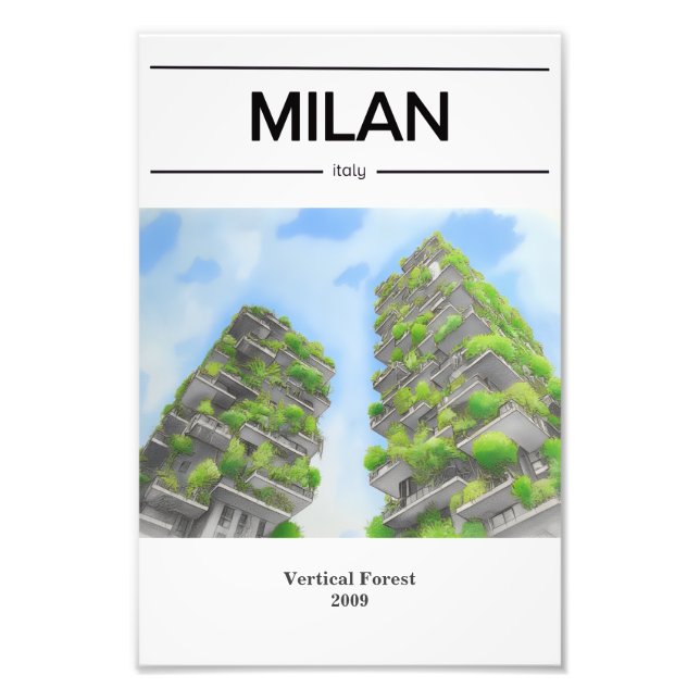 Milan Architecture Skyscraper Vertical Forest Fototryck (Framsidan)