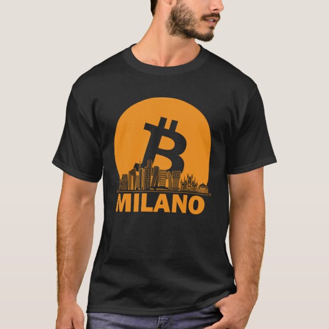 Milan Bitcoin Maximalist Bitcoin Milan Skyline T Shirt (Framsida)