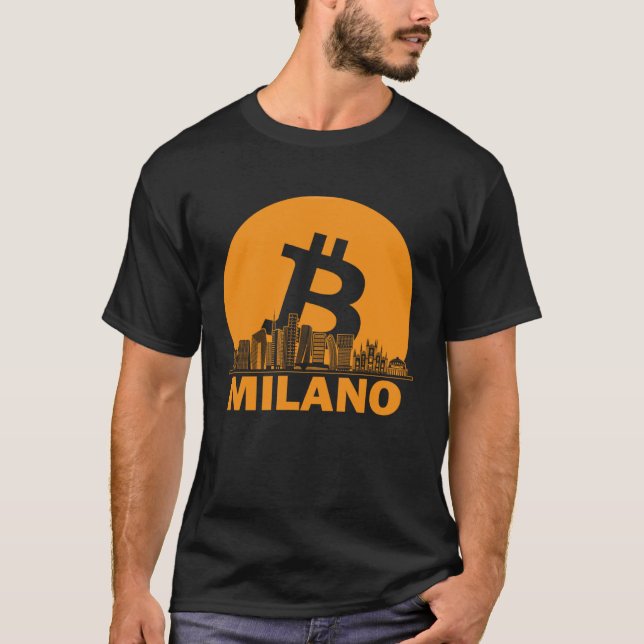 Milan Bitcoin Maximalist Bitcoin Milan Skyline T Shirt (Framsida)