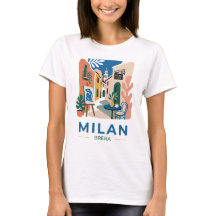 Milan Brera Konst Distrikt Resa Grafisk T-Shirt