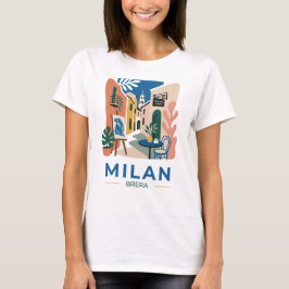 Milan Brera Konst Distrikt Resa Grafisk T-Shirt