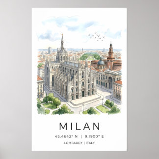 Milan Cathedral Art Print Black and White Poster