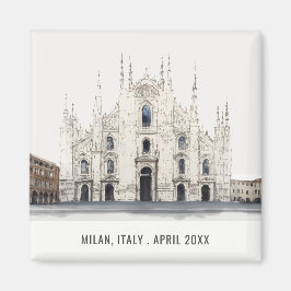 Milan Cathedral Italien Watercolor Italy Travel Magnet