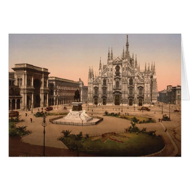 Milan Cathedral och Piazza, Lombardiet, Italien Hälsningskort (Framsidan Horizontal)