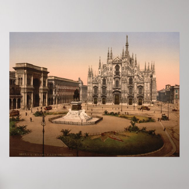 Milan Cathedral och Piazza, Lombardiet, Italien Poster (Framsidan)
