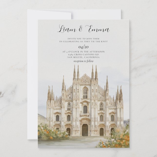 Milan Destination Skyline Bröllopsinbjudan Inbjudningar (Framsida)
