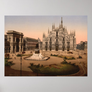 Milan domkyrka och Piazza, Lombardy, italien Poster