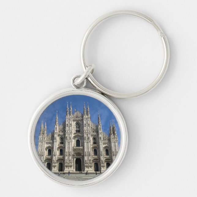 Milan Duomo Cathedral - Italien Rund Silverfärgad Nyckelring (Framsidan)