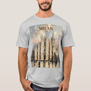 Milan Duomo di Milano Vintage Resa Vattenfärg T Shirt