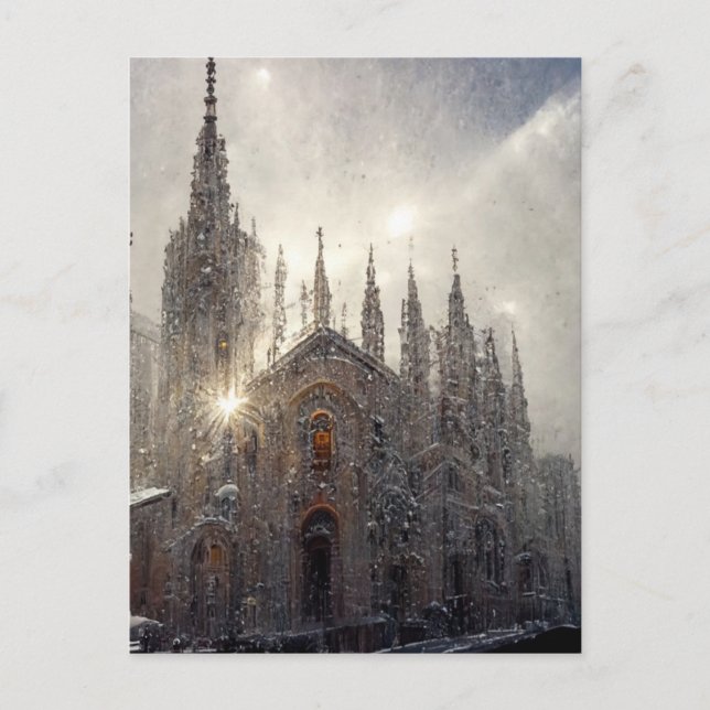 Milan duomo i snö vykort (Framsida)