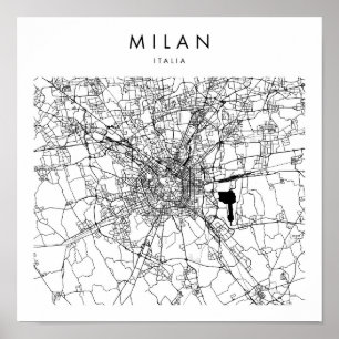 Milan Italia Minimal Modern Street Karta Poster