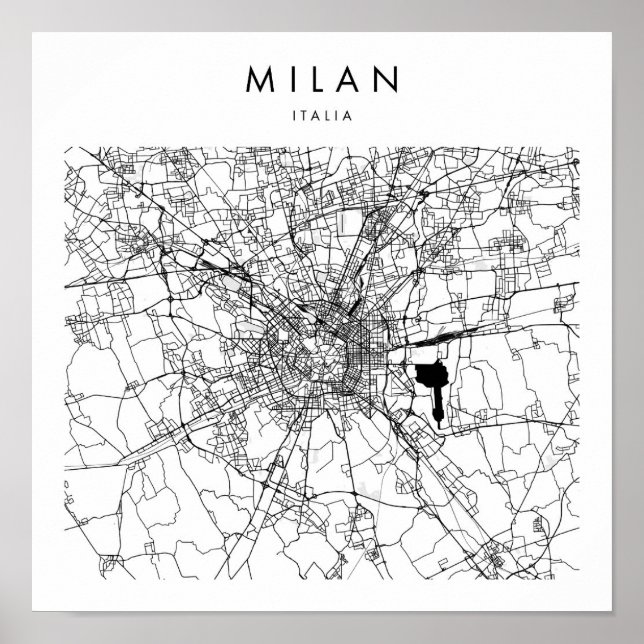 Milan Italia Minimal Modern Street Karta Poster (Framsidan)