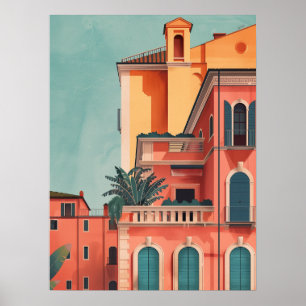 Milan Italien Beach House Vintage Art Poster