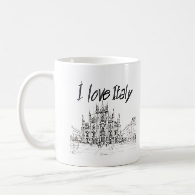 Milan, Italien. bicchiere Kaffemugg (Vänster)