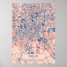 Milan - Italien Breezy City Karta Poster