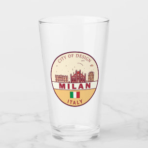 Milan Italien City Skyline Emblem Glaskopp