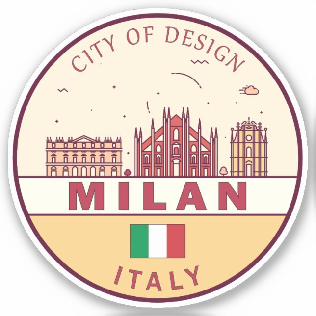 Milan Italien City Skyline Emblem Klistermärken (Framsida)