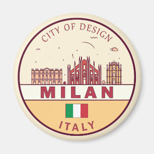 Milan Italien City Skyline Emblem Magnet