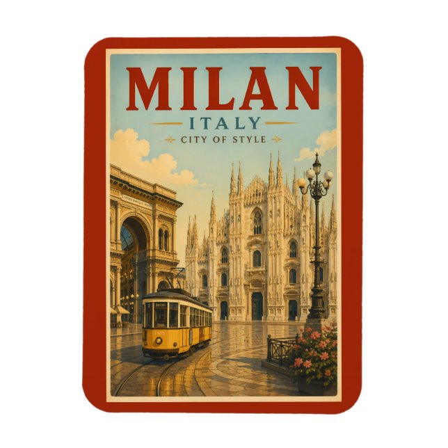Milan Italien Dom Illustration Resa Konst Magnet (Vertikal)