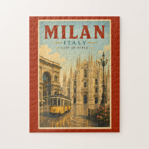 Milan Italien Dom Illustration Resa Konst Pussel