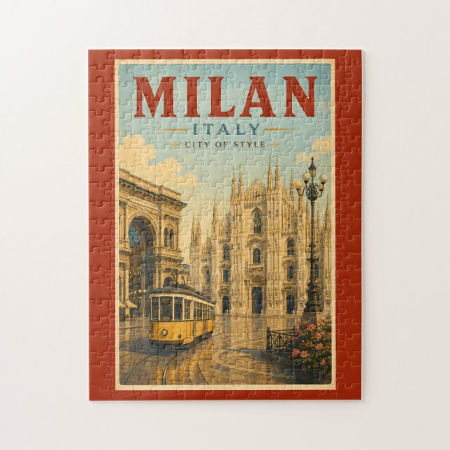 Milan Italien Dom Illustration Resa Konst Pussel (Vertikal)