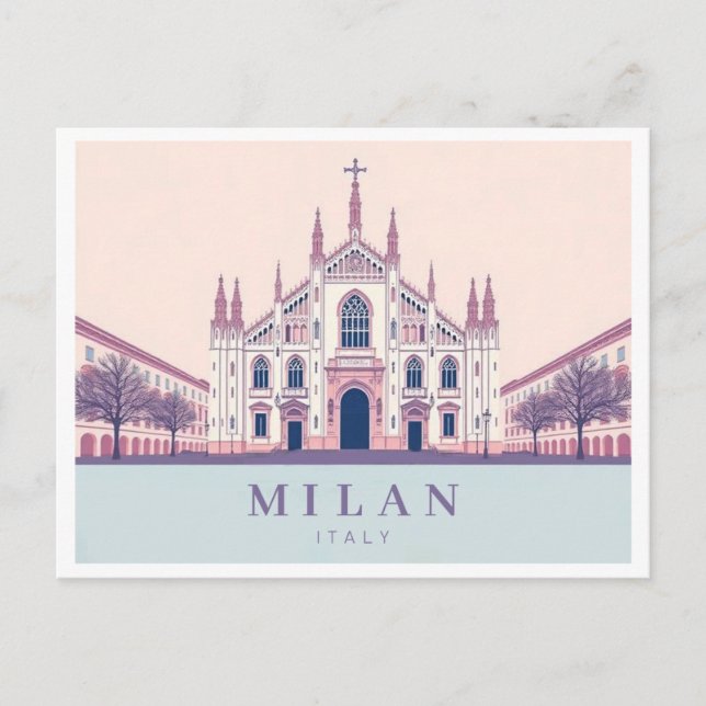 Milan Italien Duomo di Milano Pastel Travel Vykort (Framsida)