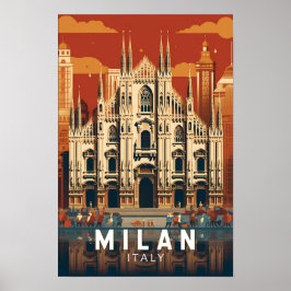Milan Italien Duomo di Milano Resa Konst Vintage Poster