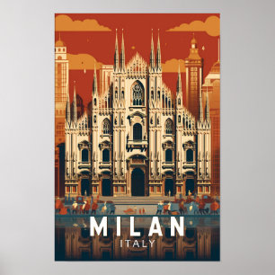 Milan Italien Duomo di Milano Resa Konst Vintage Poster