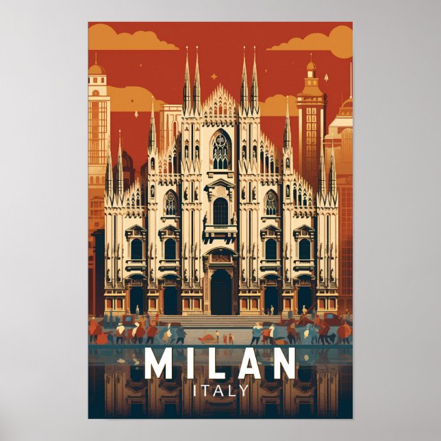 Milan Italien Duomo di Milano Resa Konst Vintage Poster (Framsidan)