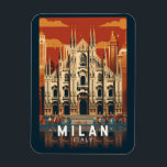 Milan Italien Duomo di Milano Travel Art Vintage Magnet<br><div class="desc">Konstruktion för vektorbilder i Milano. Milano, som är en storstad i Italiens norra Lombardiet, är en storstad i mode och en storstad.</div>