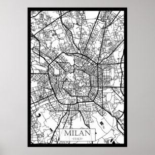 Milan Italien Karta Poster