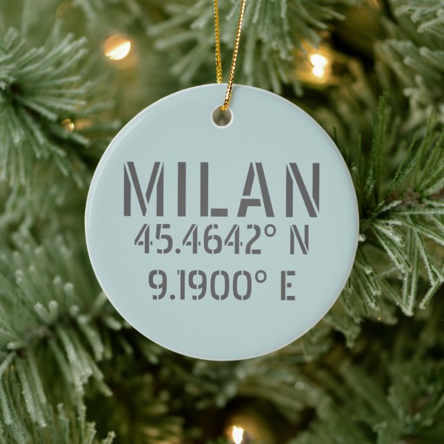 Milan Italien Latitude och longitud Julgransprydnad Keramik (Träd)