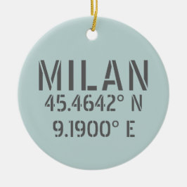 Milan Italien Latitude och longitud Julgransprydnad Keramik