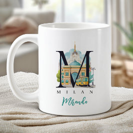 Milan Italien Monogram Bokstav M Personlig Present Kaffemugg