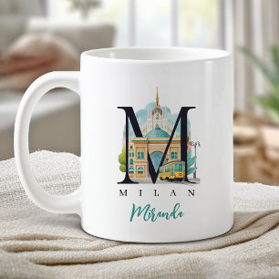 Milan Italien Monogram Bokstav M Personlig Present Kaffemugg