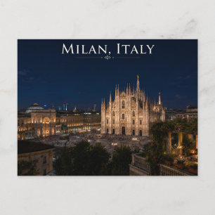 Milan Italien Natt Stadsvy Resekort Vykort