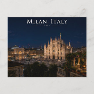 Milan Italien Natt Stadsvy Resekort Vykort