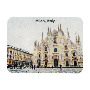 Milan Italien Oljemålning Illustration Magnet