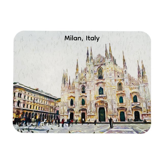Milan Italien Oljemålning Illustration Magnet (Horisontell)