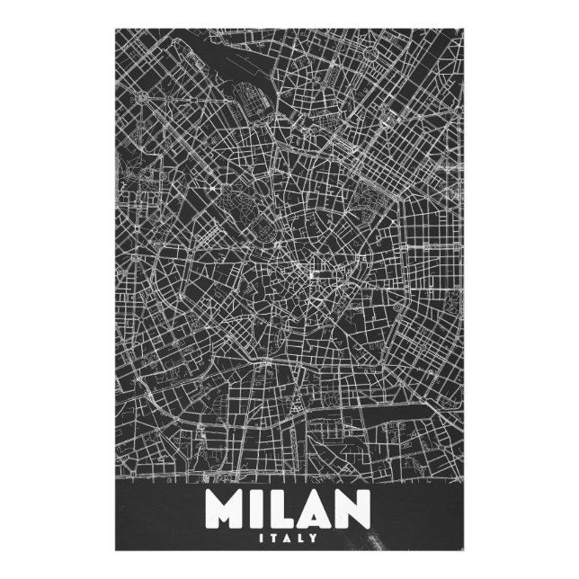 Milan Italien Retro Kart Fototryck (Framsidan)