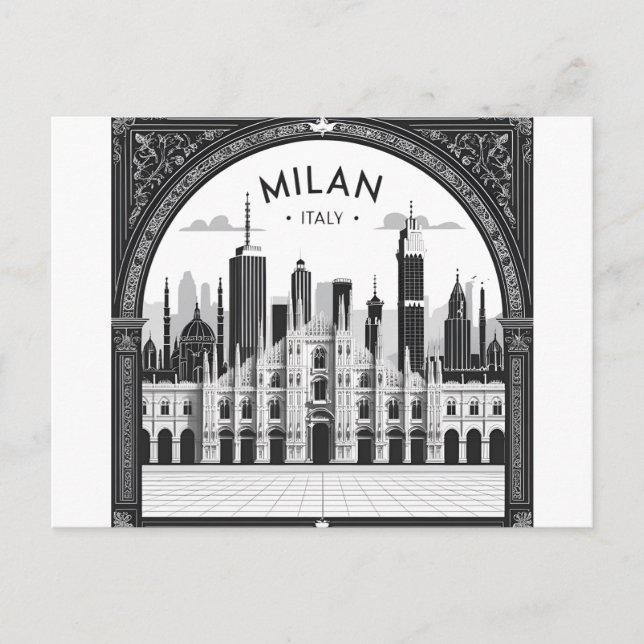Milan Italien Siluett Vykort (Framsida)