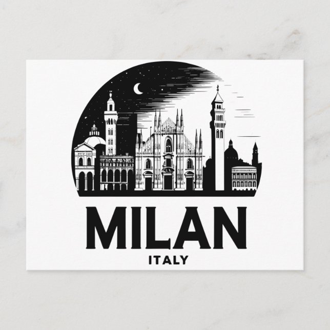 Milan Italien Siluett Vykort (Framsida)