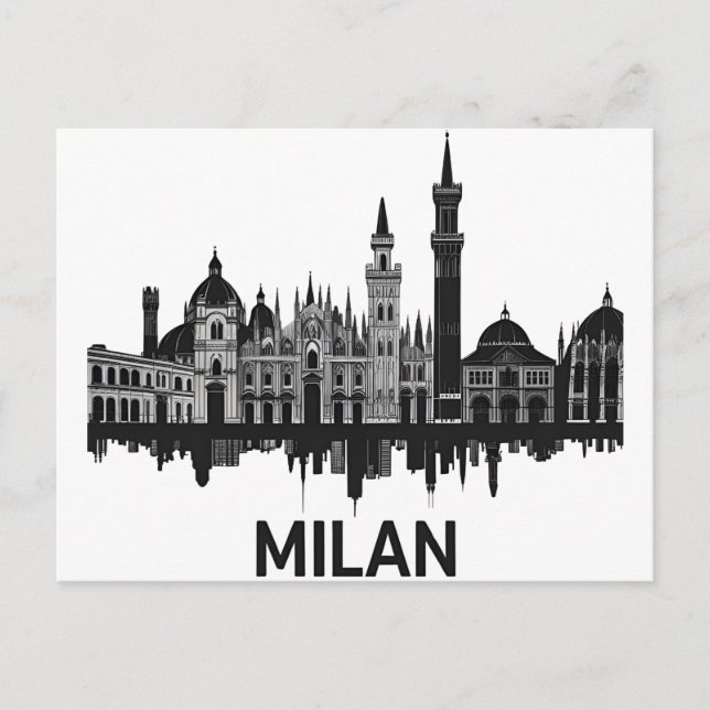 Milan Italien Siluett Vykort (Framsida)