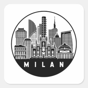Milan Italien Skyline Fyrkantigt Klistermärke