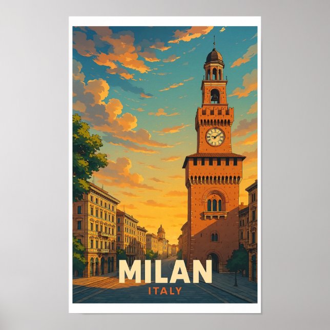 Milan Italien Vintage Resemaffisch Castello Poster (Framsidan)
