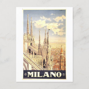Milan Italien Vintage resor Poster vykort