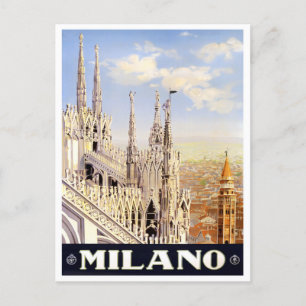 Milan Italien vintage resor Vykort