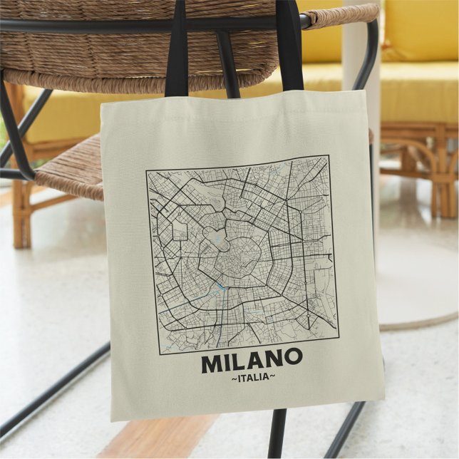 Milan, Italy City Map Tote Bag Tygkasse (Skapare uppladdad)